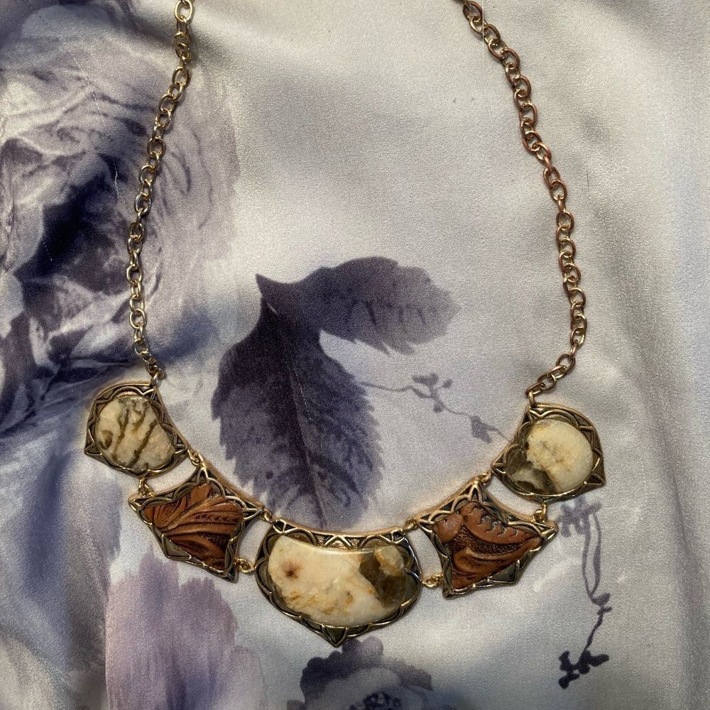 HOUSE of Barse Natural Stone & Brass Necklace